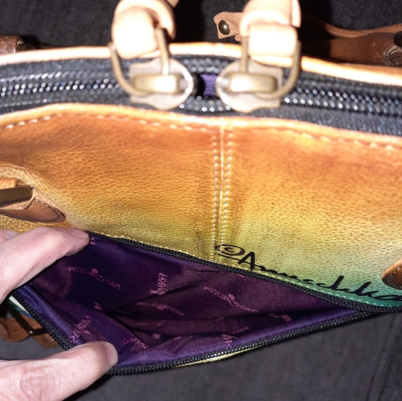 Anuschka Bag and Matching Wallet Set Cat Dog Morning Glory Flowers - Picture 4 of 16